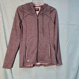 Ogio Endurance Ladies Hooded Zipper Light Jacket With Pockets Gray Med. EUC